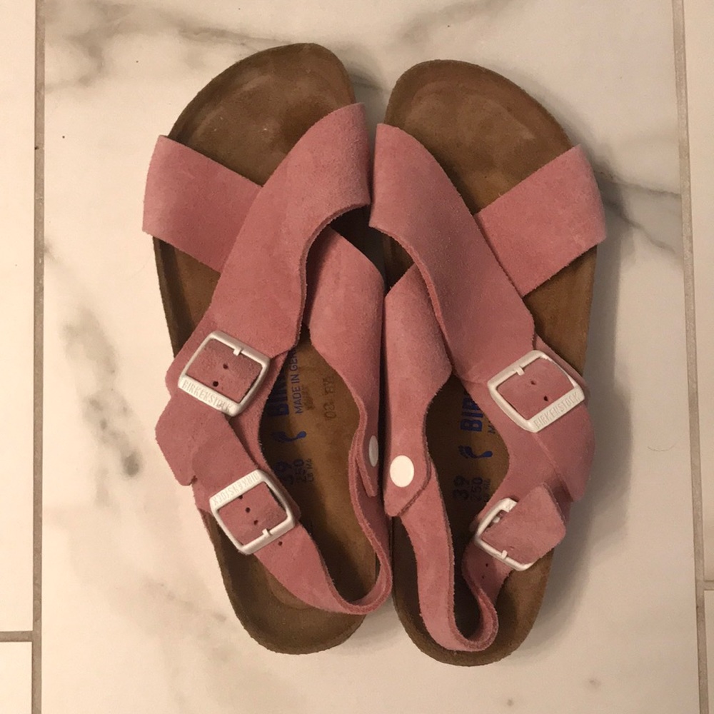 Birkenstock sandals pink/rose gold suede, 39EU/9US